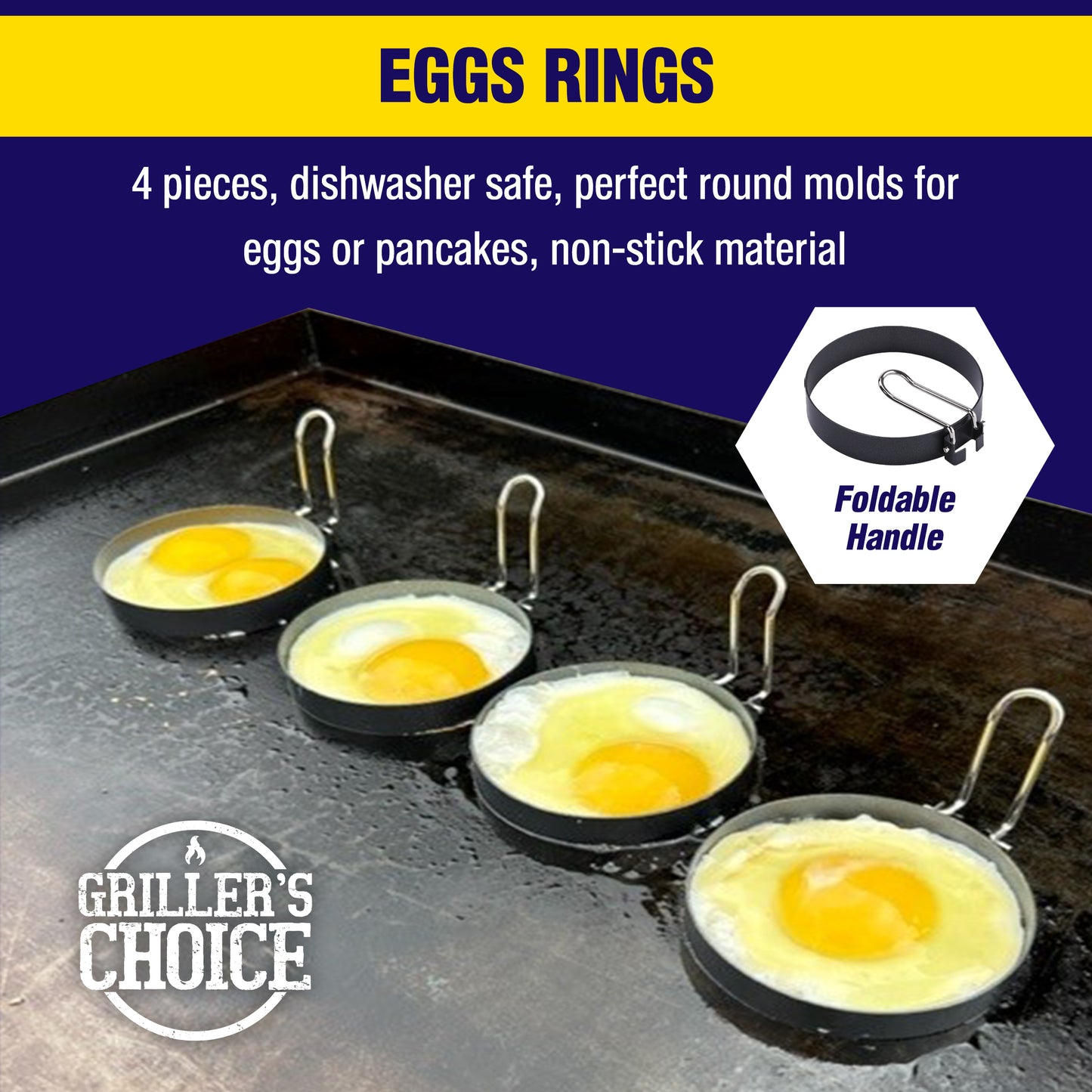 Griller's Choice Griddle Breakfast Kit - Pancake Batter Dispenser, Bacon Press, Egg Rings, Perfect for Family Morning Chefs, Cooks, and Pancake Lovers - Ultimate Pancake Breakfast Set