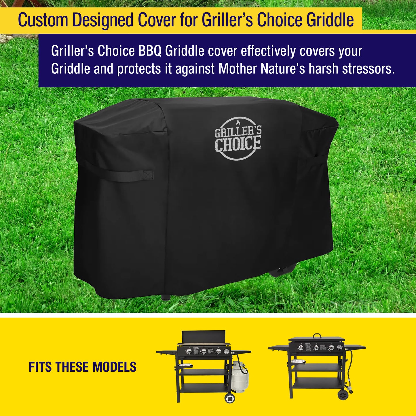 Griller's Choice Griddle Cover, Heavy Duty 600D Canvas, Double Layered Construction, Water Resistant, UV Protected, Fade and Crack Resistant