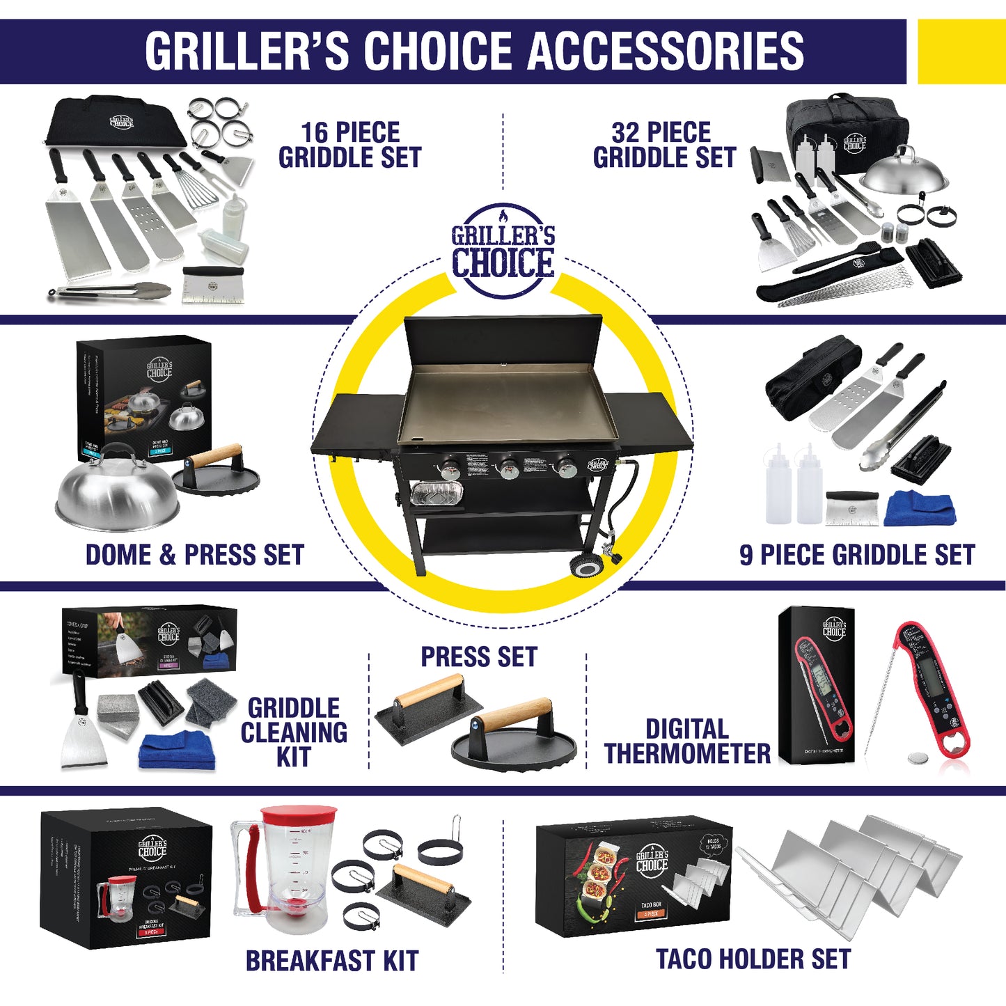 Griller's Choice Outdoor Griddle Grill Propane Gas Flat Top - Hood