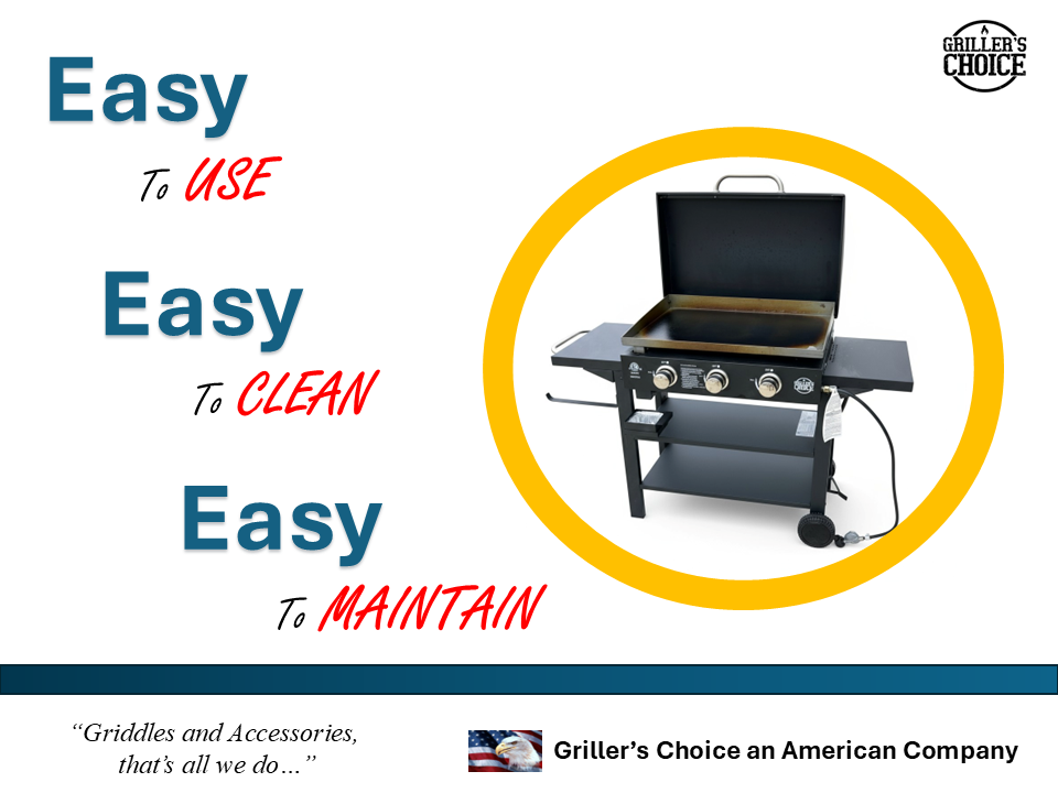 Griller's Choice Outdoor Griddle Grill Propane Gas Flat Top - Hood Included, 36,000 BTU's and 450 sq inch Flat Top Grill, Paper Towel Holder