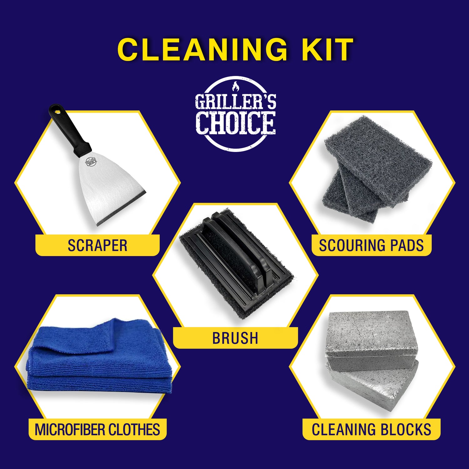 Grill Cleaning Kit, Heavy Duty Griddle Scrubber Scouring Pad