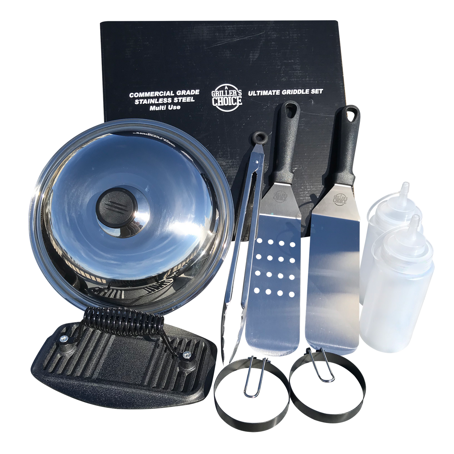 9 Piece Griddle Accessories Set Metal Spatula Set for Flat top Grills Grillers Choice Brands