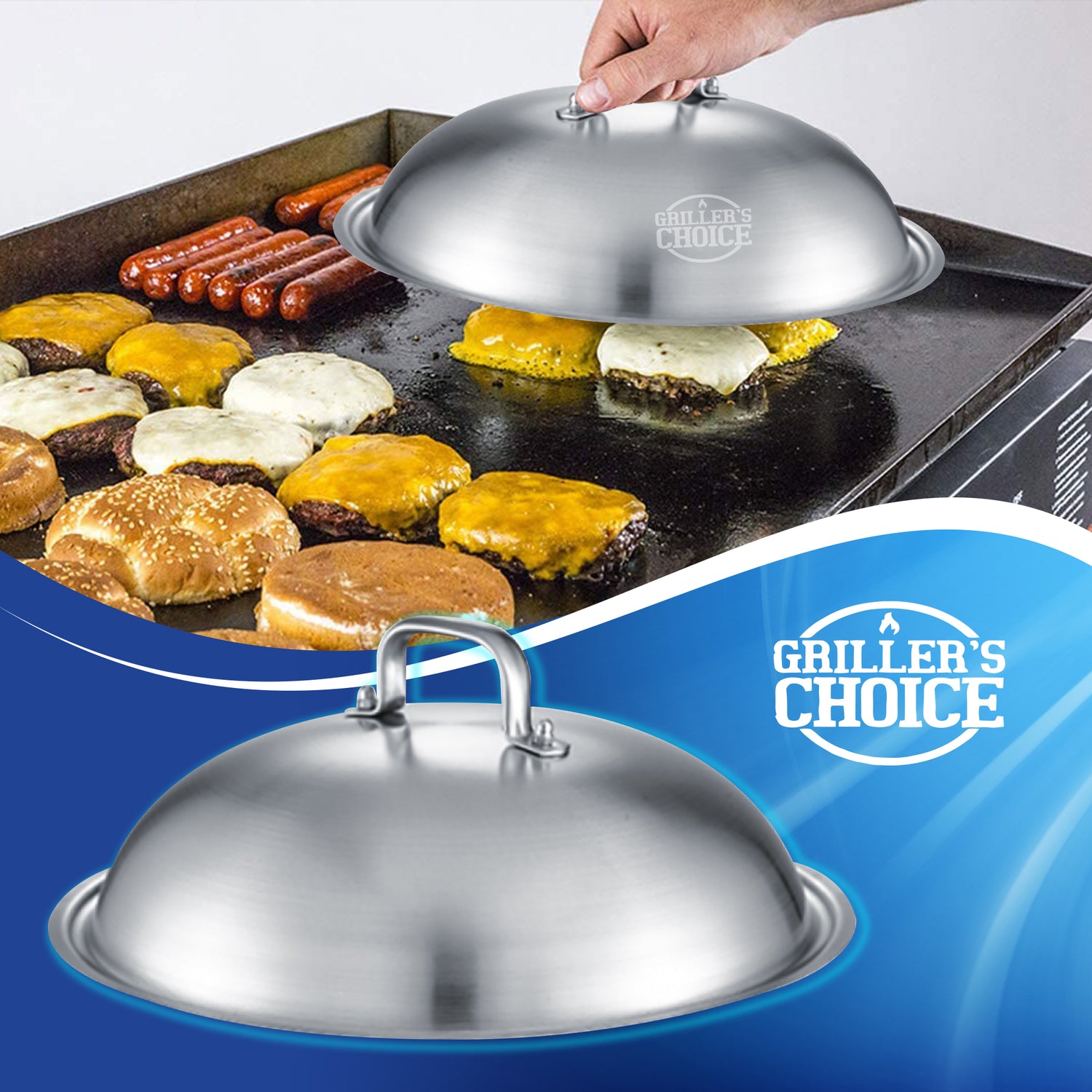 HOMENOTE Griddle Accessories for Blackstone, Commercial Grade 12 Inch Heavy  Duty Melting Dome with Round Cast Iron Smash Burger Press Perfect for Flat