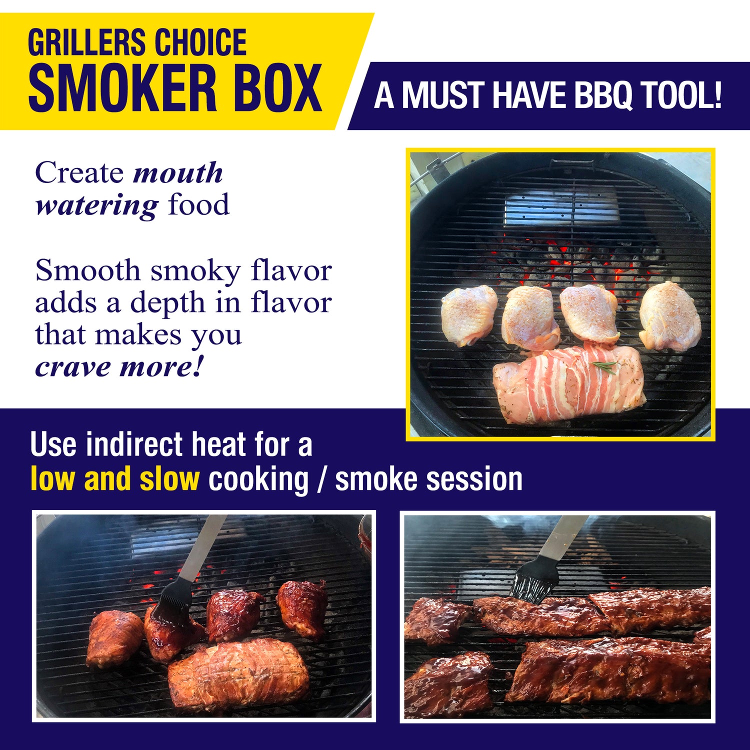 Smoker Wood Chip Box For BBQ Grill. Add Wood Chips To Tray For The