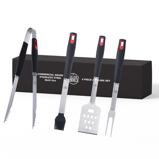 Stainless Steel 4 piece BBQ Tool Set with box